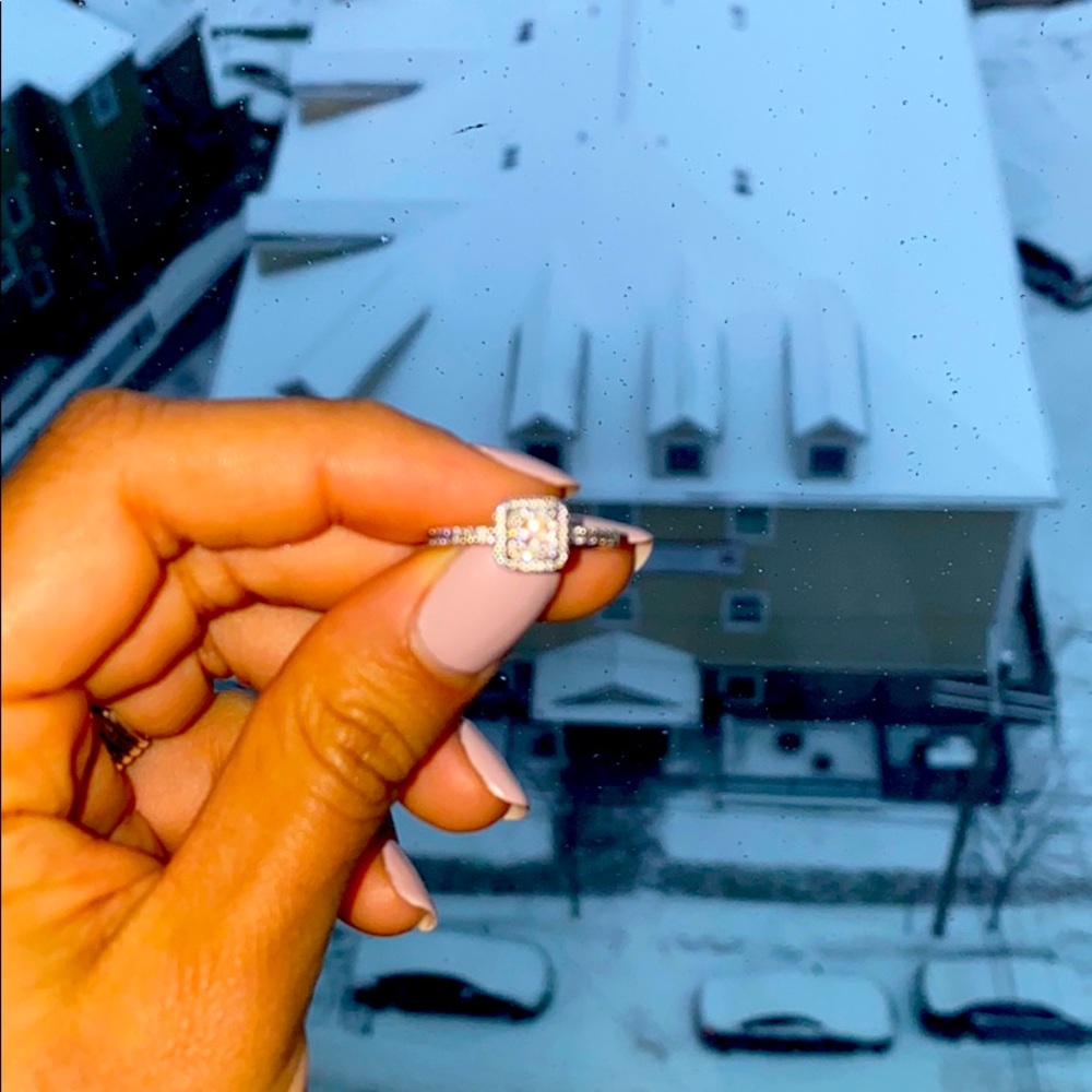 Pandora Square Sparkle Halo Ring